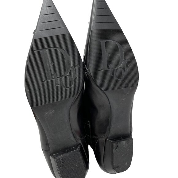 Dior Vintage Heart Logo Short Boots #36.5 US 6.5 Black Silver Leather [102585] - Picture 9 of 12